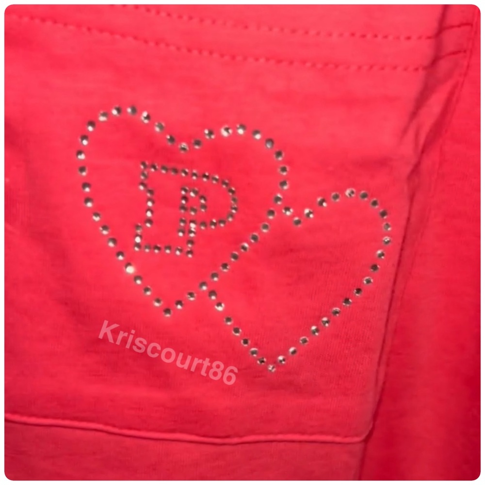 VS PINK Rhinestone Double Hearts Cotton Tee XL NEW WITH TAGS - Picture 9 of 11